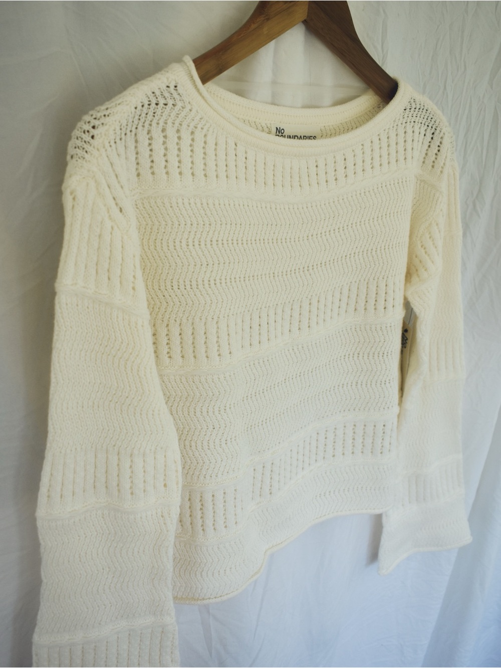 Cream Open-Knit Crewneck Sweater - NWT